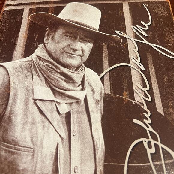John Wayne Tin Sign The Duke Western Blank and White Cowboy Signature Retro - Picture 7 of 7